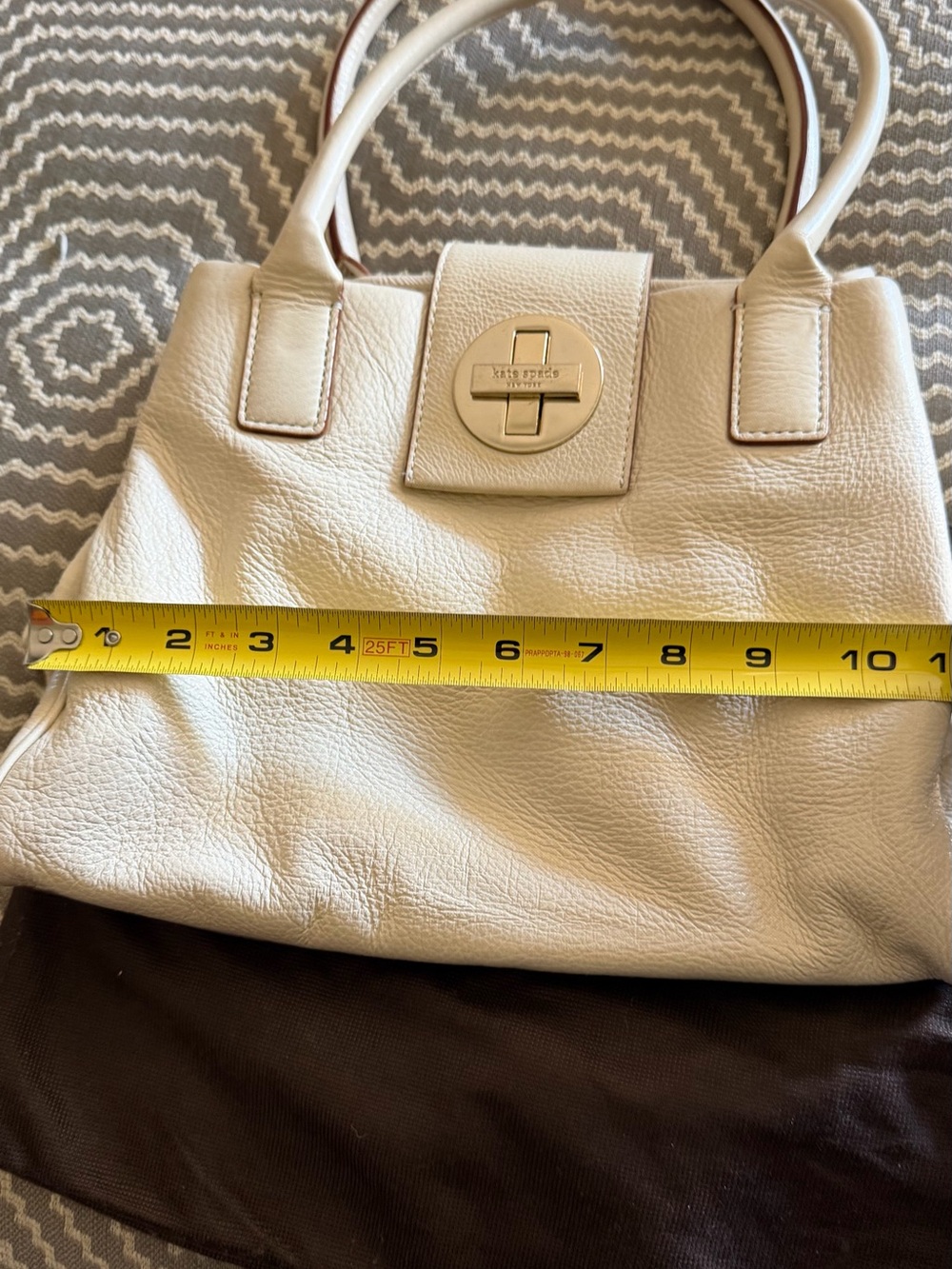 kate spade Cream Pebbled Leather Turn-Lock Tote